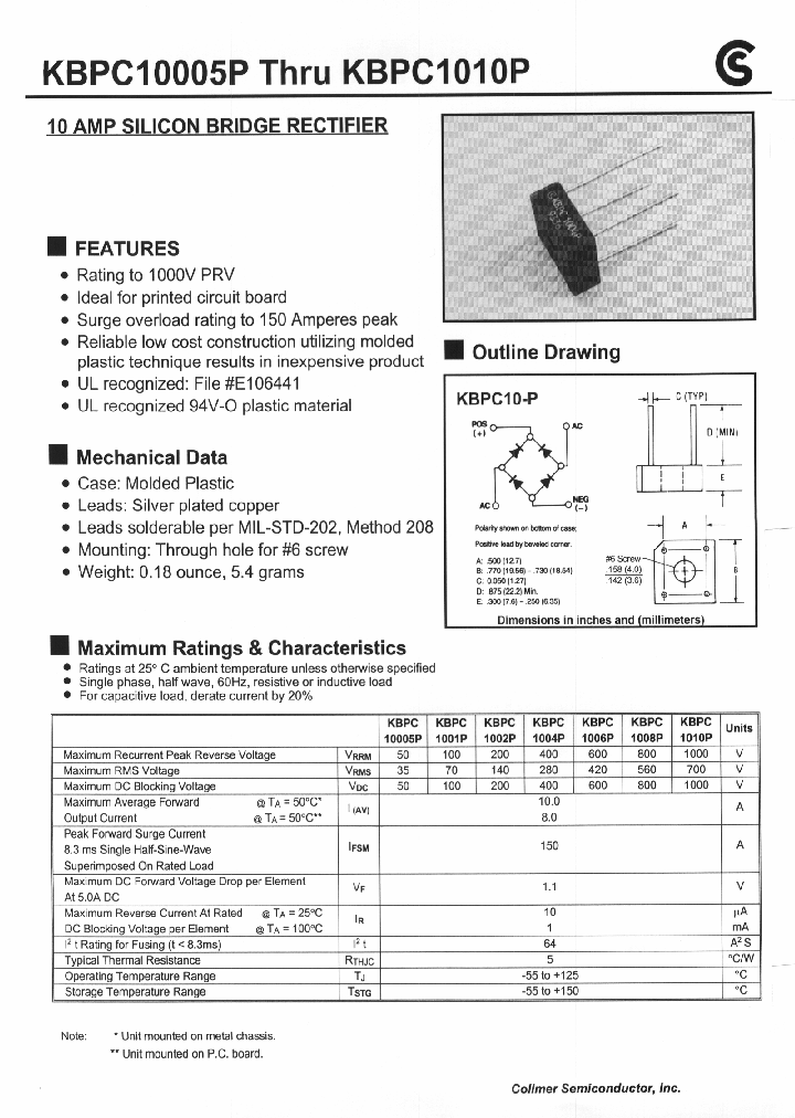 KBPC1008P_37771.PDF Datasheet