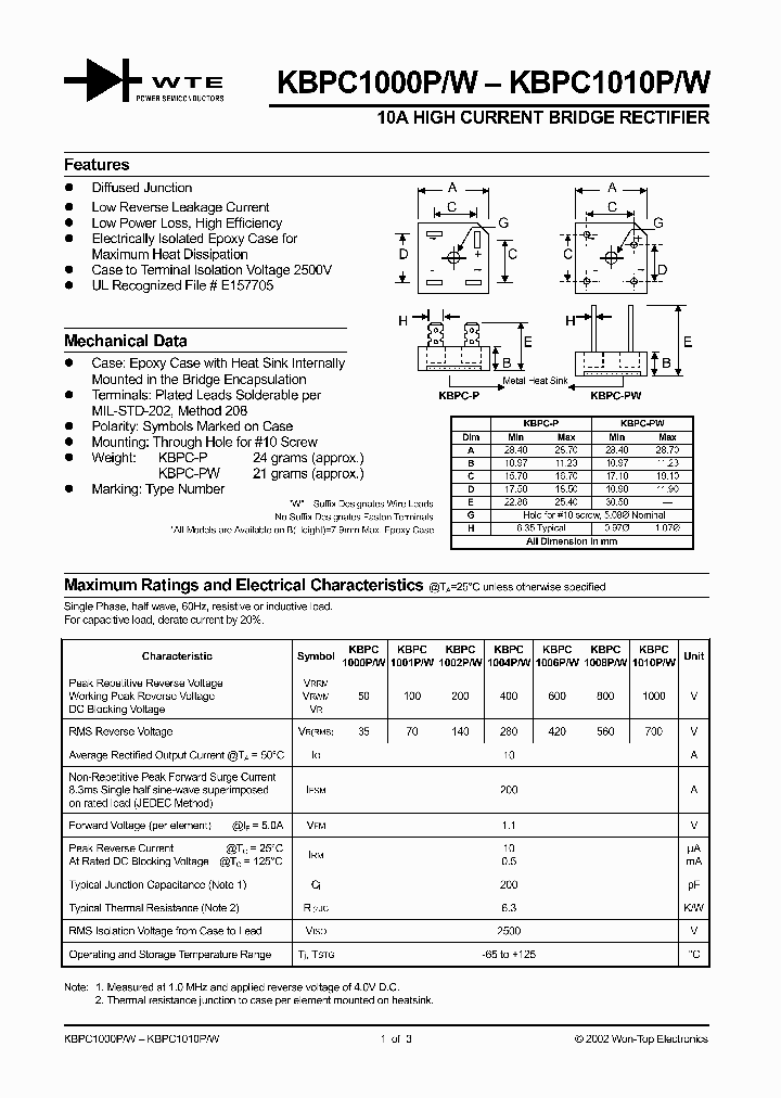 KBPC1008PW_37772.PDF Datasheet