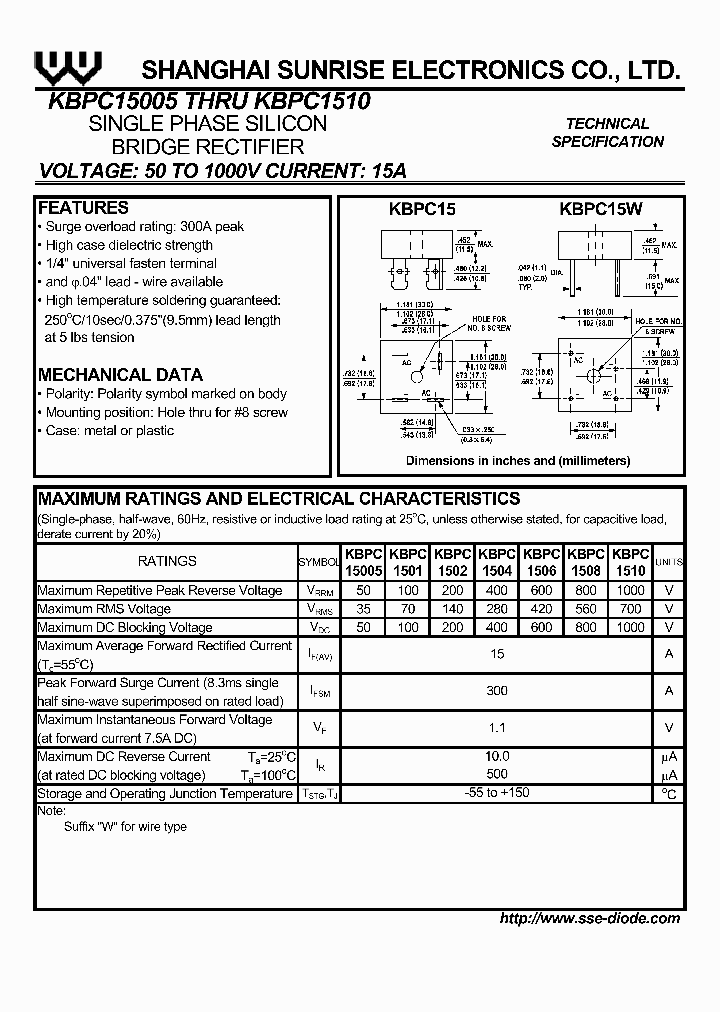 KBPC15005_143909.PDF Datasheet