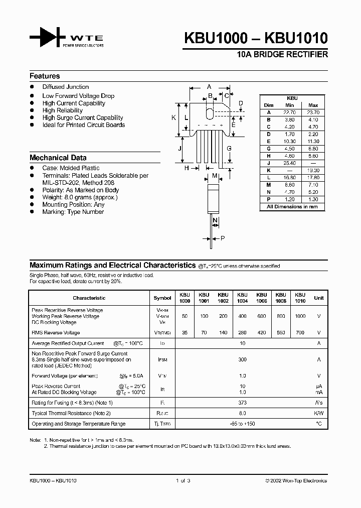 KBU1001_187489.PDF Datasheet