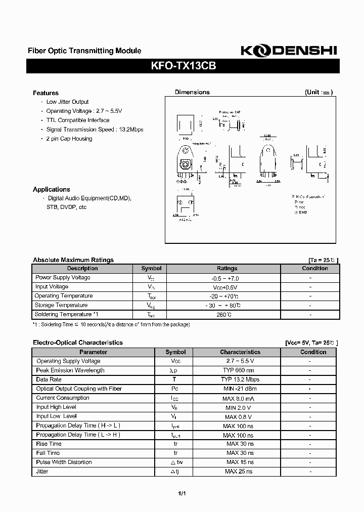 KFO-TX13CB_63013.PDF Datasheet
