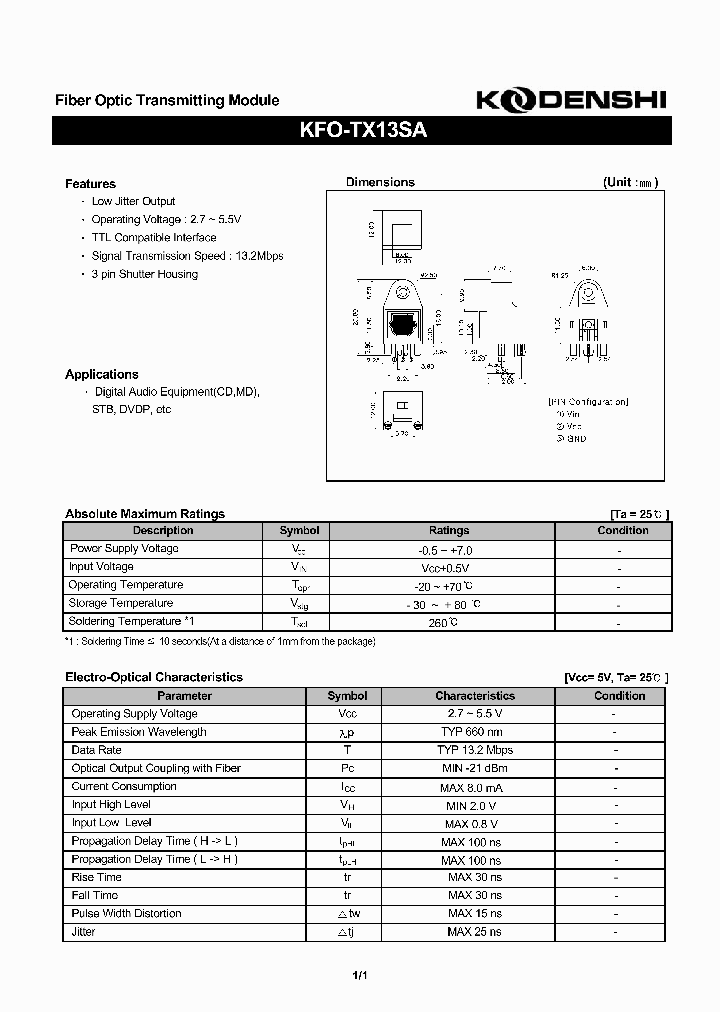 KFO-TX13SA_63014.PDF Datasheet