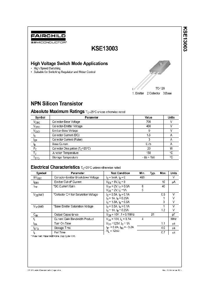 KSE13003_137997.PDF Datasheet