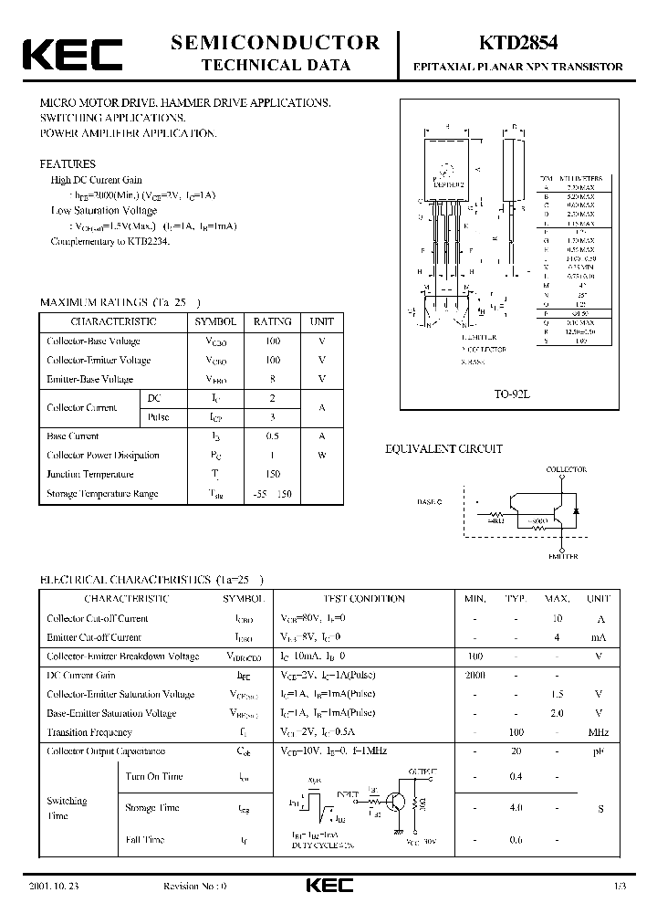 KTD2854_70704.PDF Datasheet