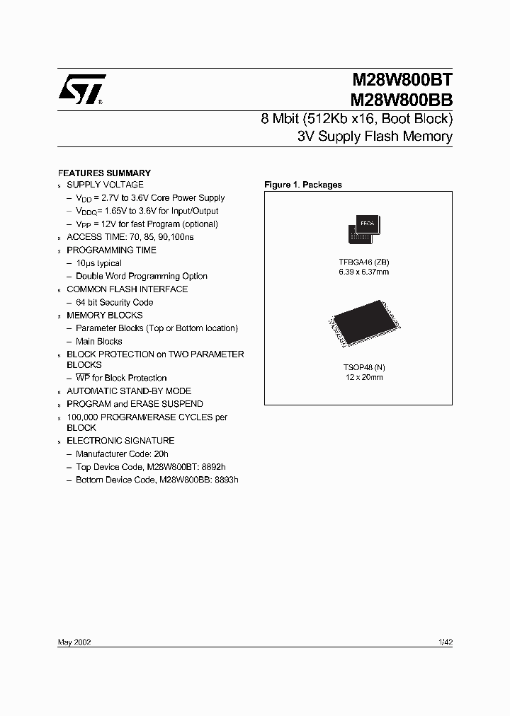 M28W800BT85N1T_40031.PDF Datasheet