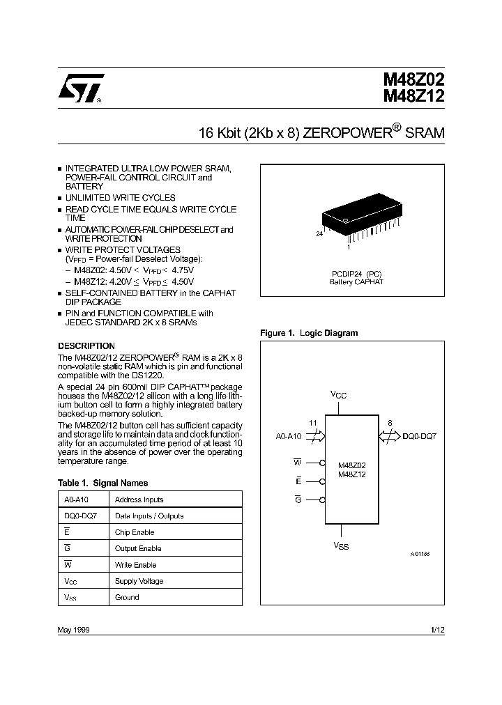 M48Z12_119207.PDF Datasheet