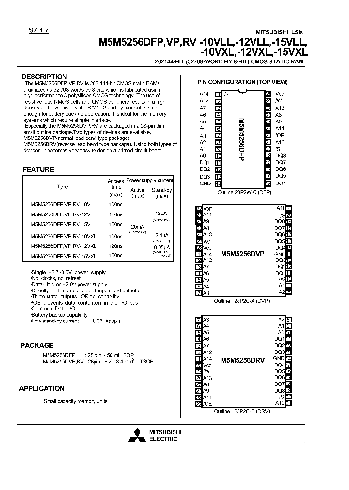 M5M5256DFP-10VLL_87453.PDF Datasheet