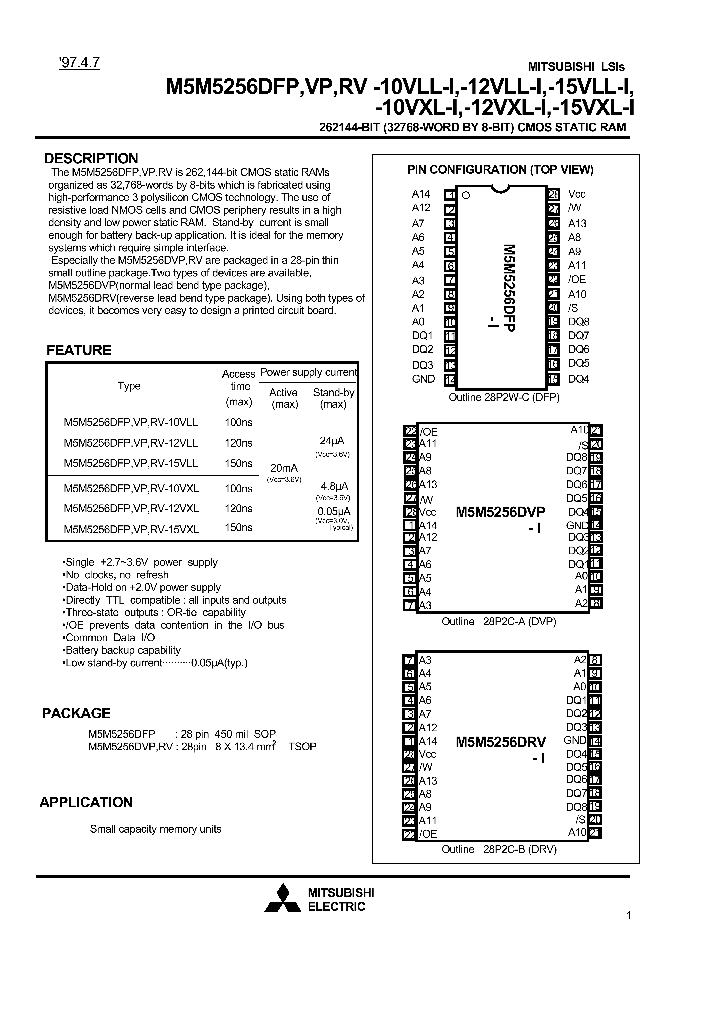 M5M5256DFP-10VLL-I_87454.PDF Datasheet