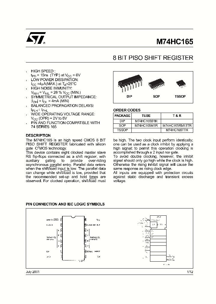 M74HC165_18710.PDF Datasheet