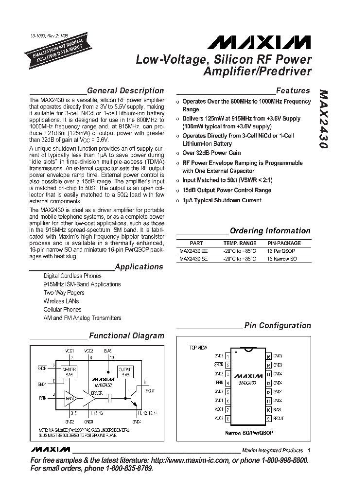 MAX2430_51295.PDF Datasheet