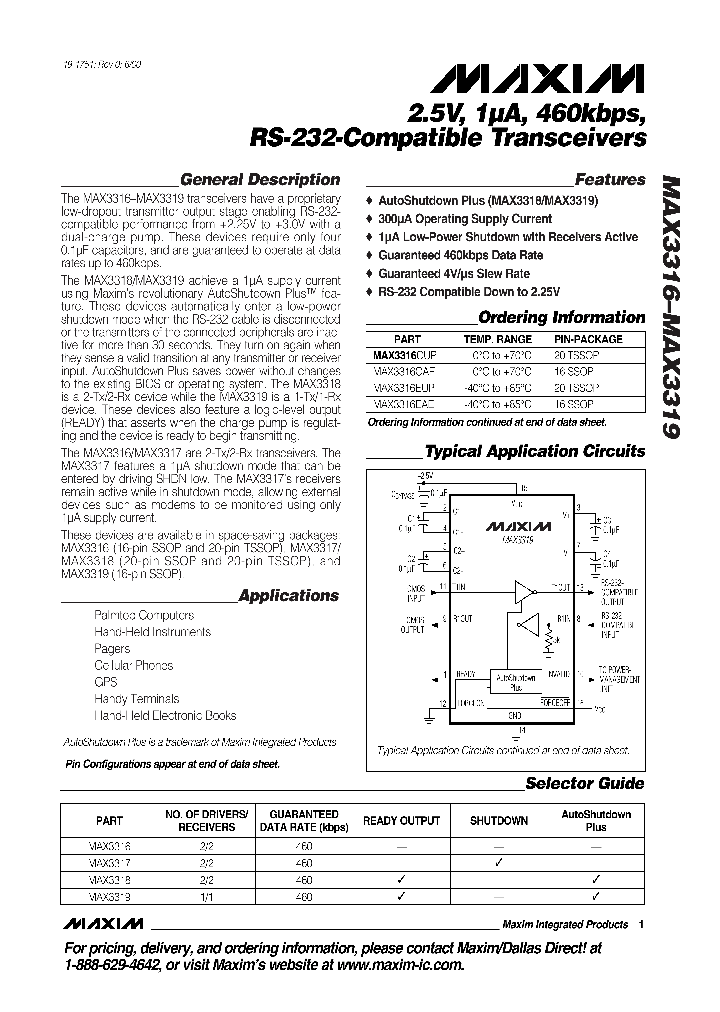 MAX3316CAE_101248.PDF Datasheet
