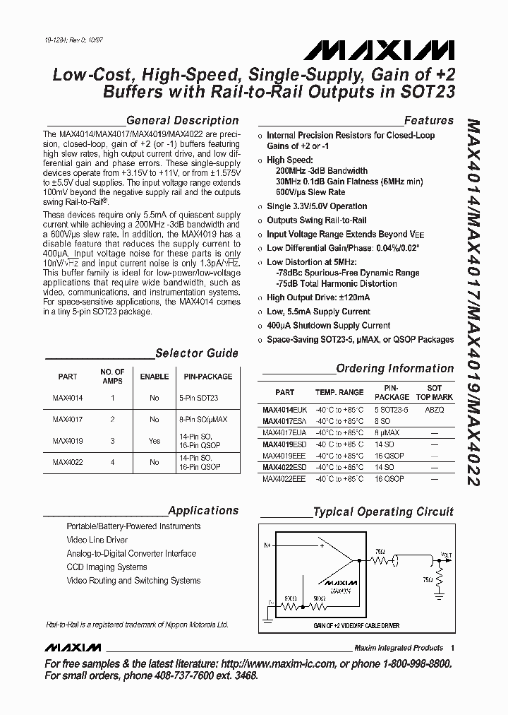 MAX4022_47217.PDF Datasheet