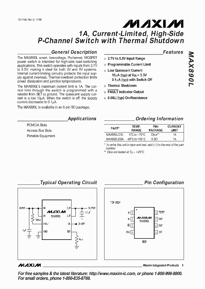 MAX890LESA_20150.PDF Datasheet