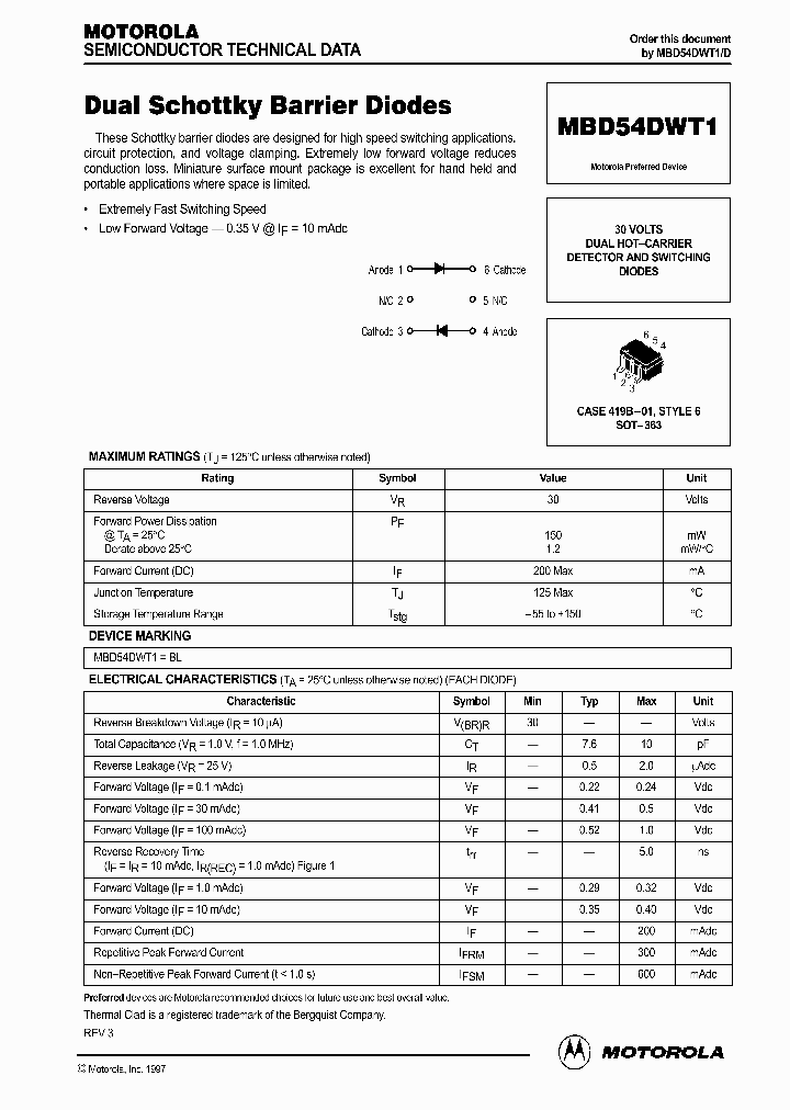 MBD54DWT1_138343.PDF Datasheet