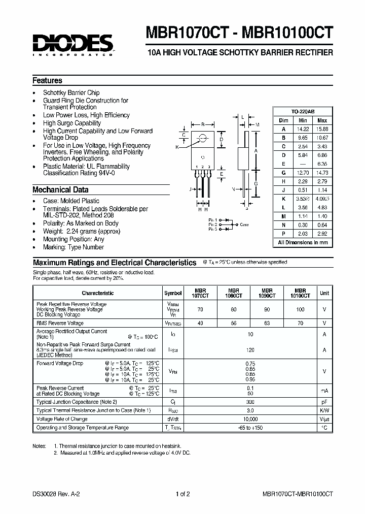 MBR10100CT_180688.PDF Datasheet