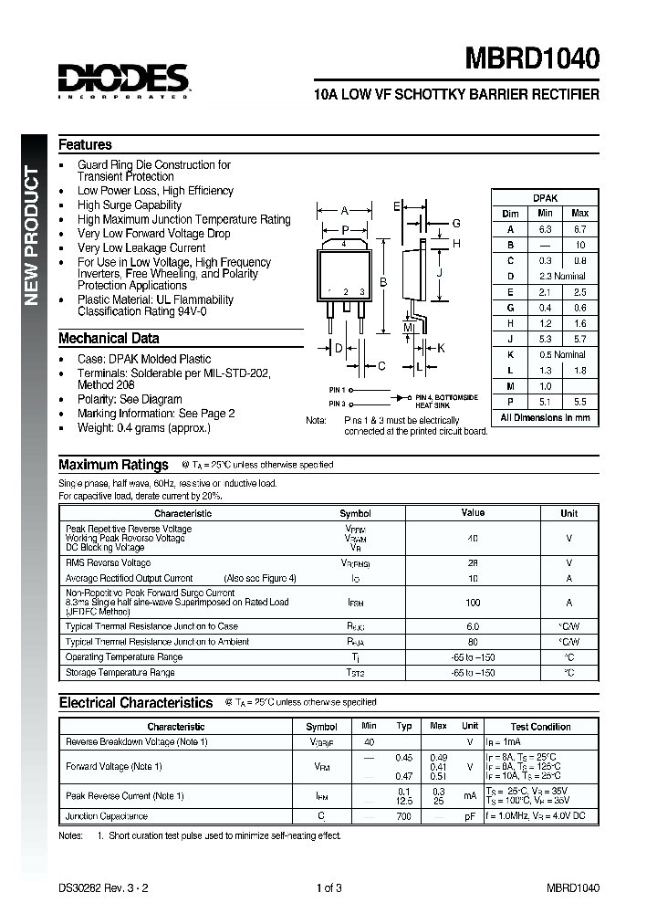 MBRD1040_120257.PDF Datasheet