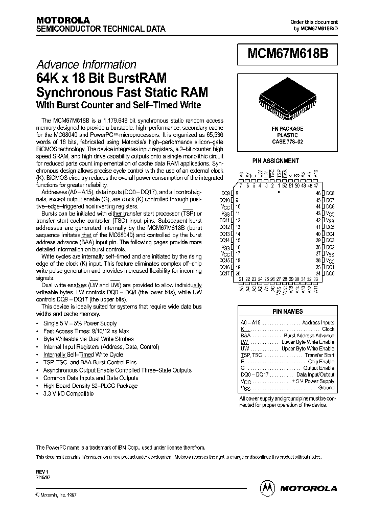 MCM67M618B_152696.PDF Datasheet