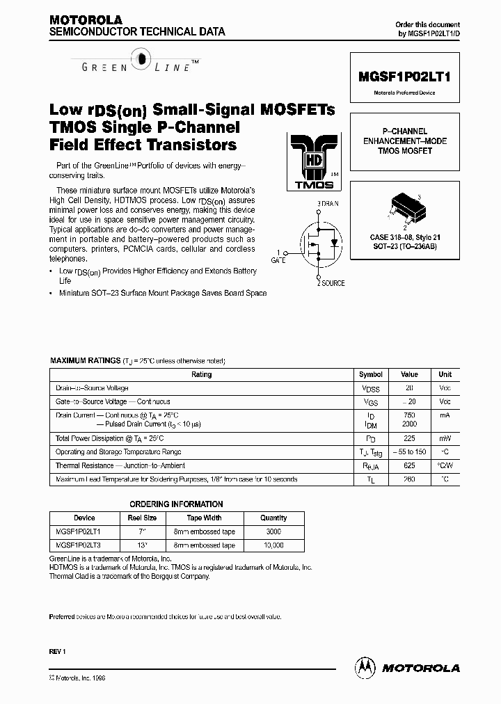 MGSF1P02LT1_94392.PDF Datasheet