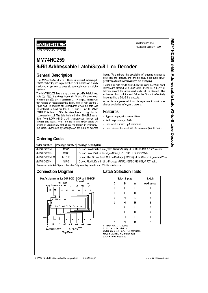 MM74HC259_95656.PDF Datasheet
