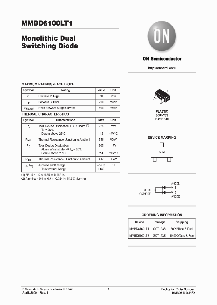 MMBD6100LT3_170285.PDF Datasheet