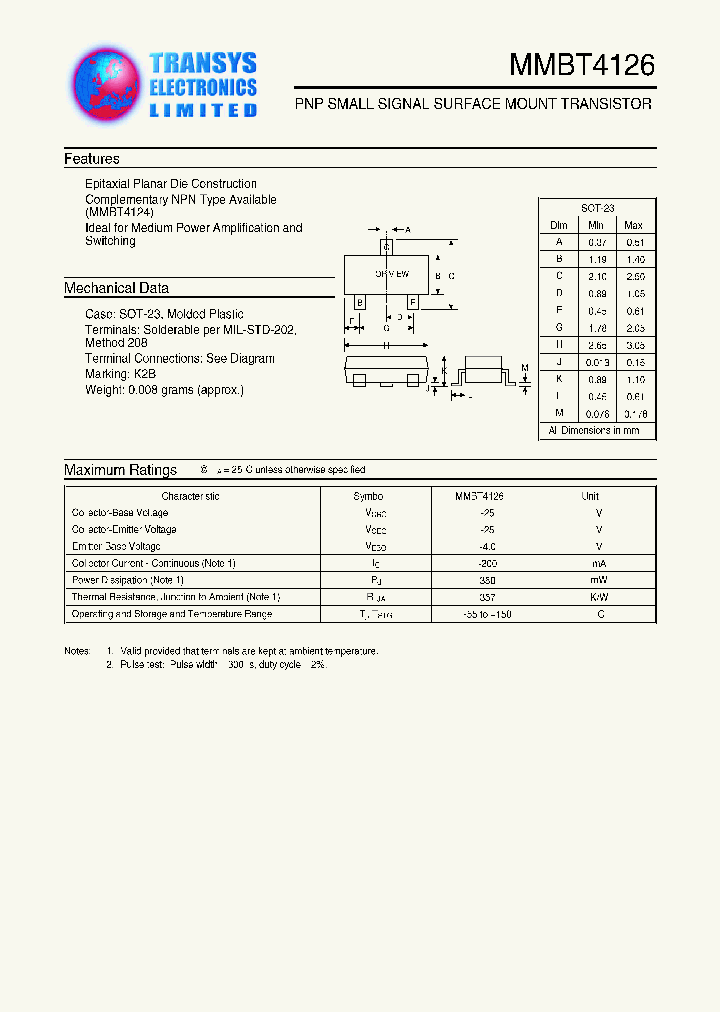MMBT4126_108262.PDF Datasheet