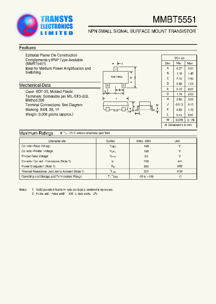 MMBT5551_161486.PDF Datasheet