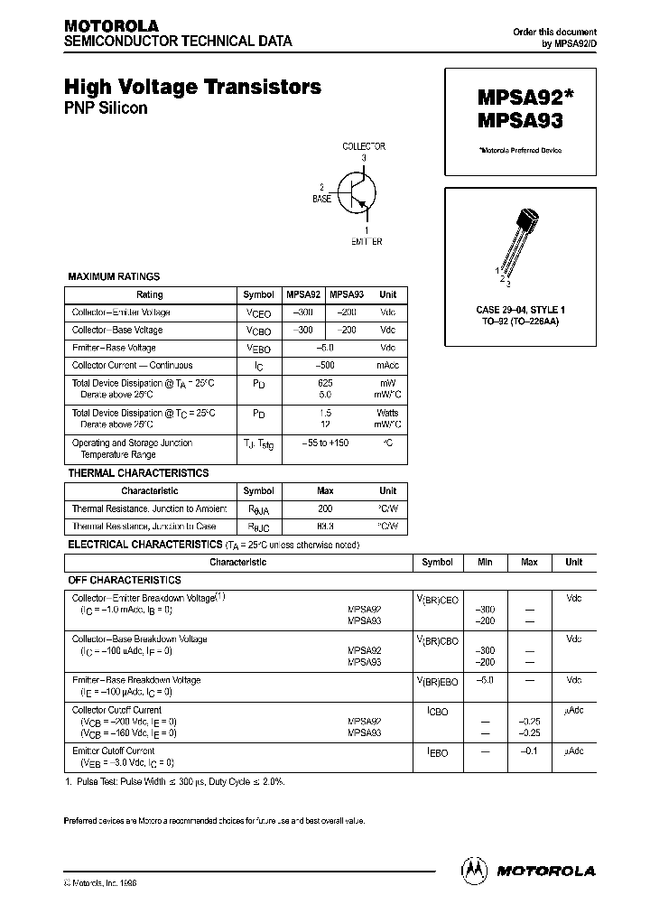 MPSA92_77900.PDF Datasheet