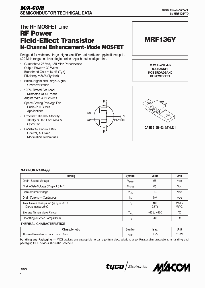 MRF136Y_41799.PDF Datasheet