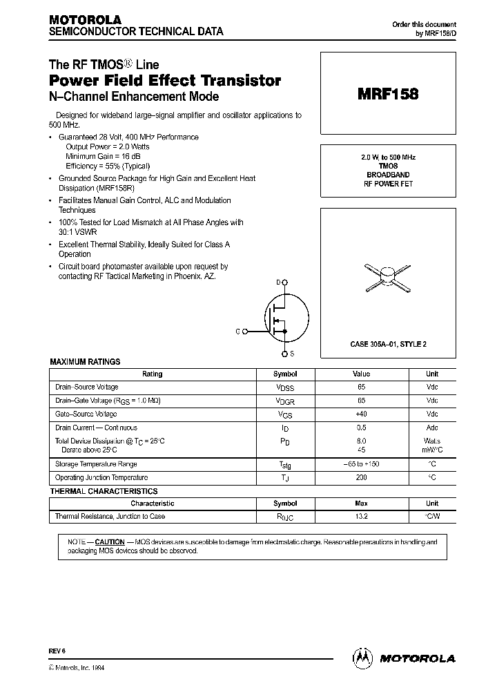 MRF158_41822.PDF Datasheet