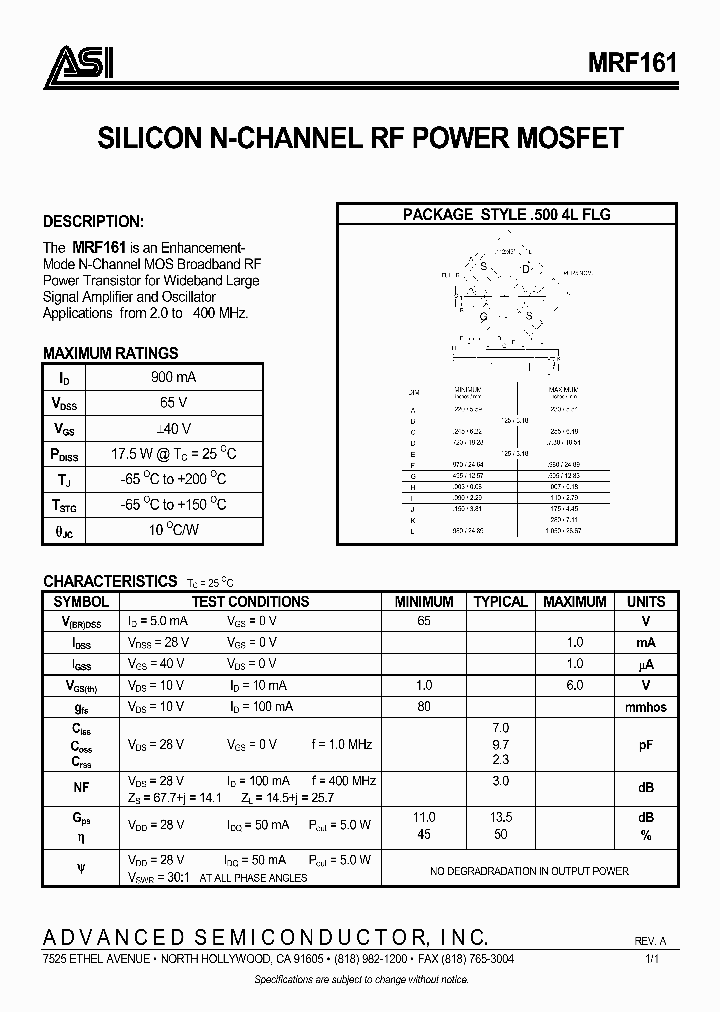MRF161_41826.PDF Datasheet