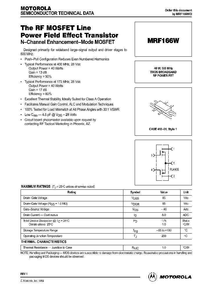 MRF166W_41829.PDF Datasheet