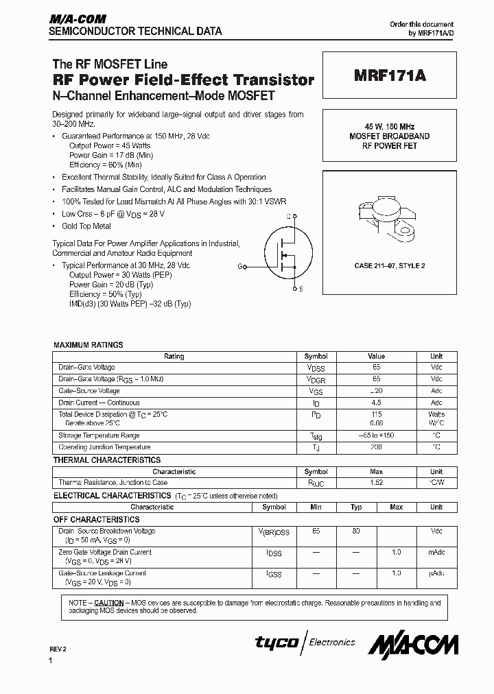 MRF171A_41830.PDF Datasheet