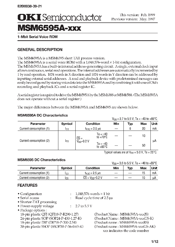 MSM6595_4362.PDF Datasheet