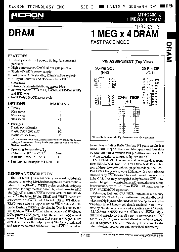 MT4C4001J_113638.PDF Datasheet