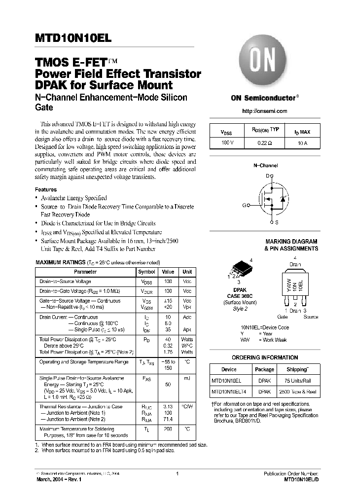 MTD10N10EL_70579.PDF Datasheet