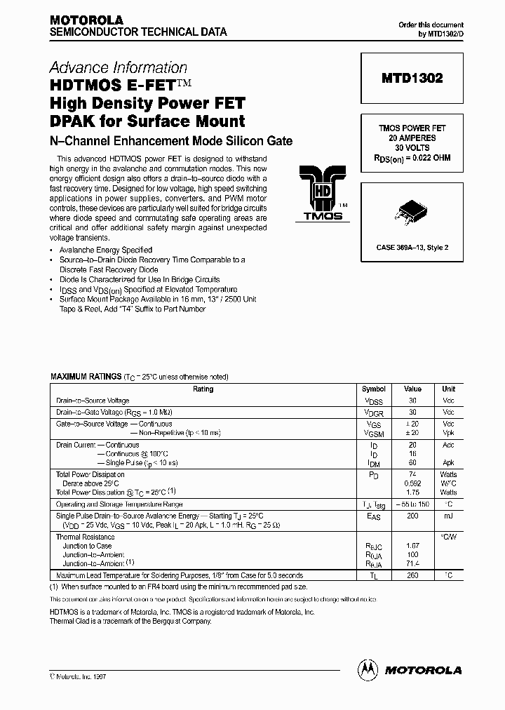 MTD1302_70645.PDF Datasheet