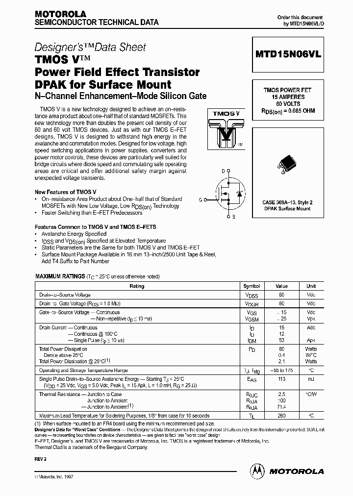 MTD15N06VL_177199.PDF Datasheet