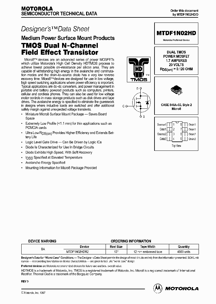 MTDF1N02HD_69531.PDF Datasheet