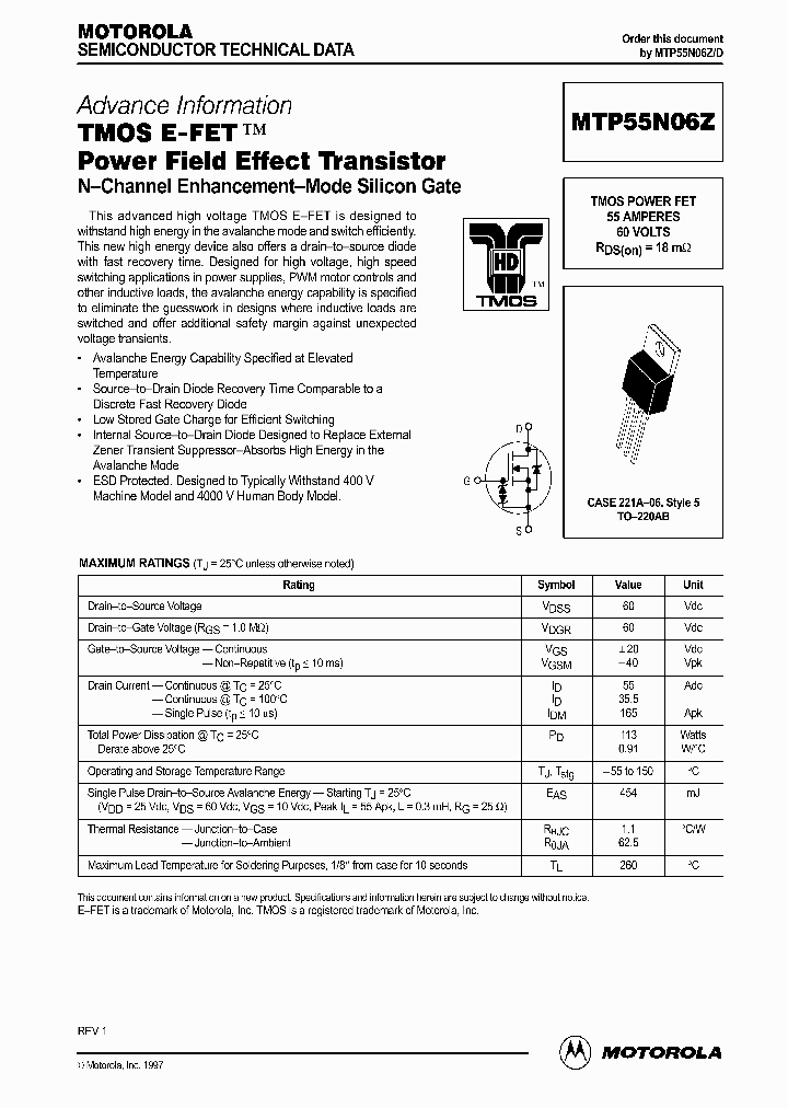 MTP55N06_65025.PDF Datasheet