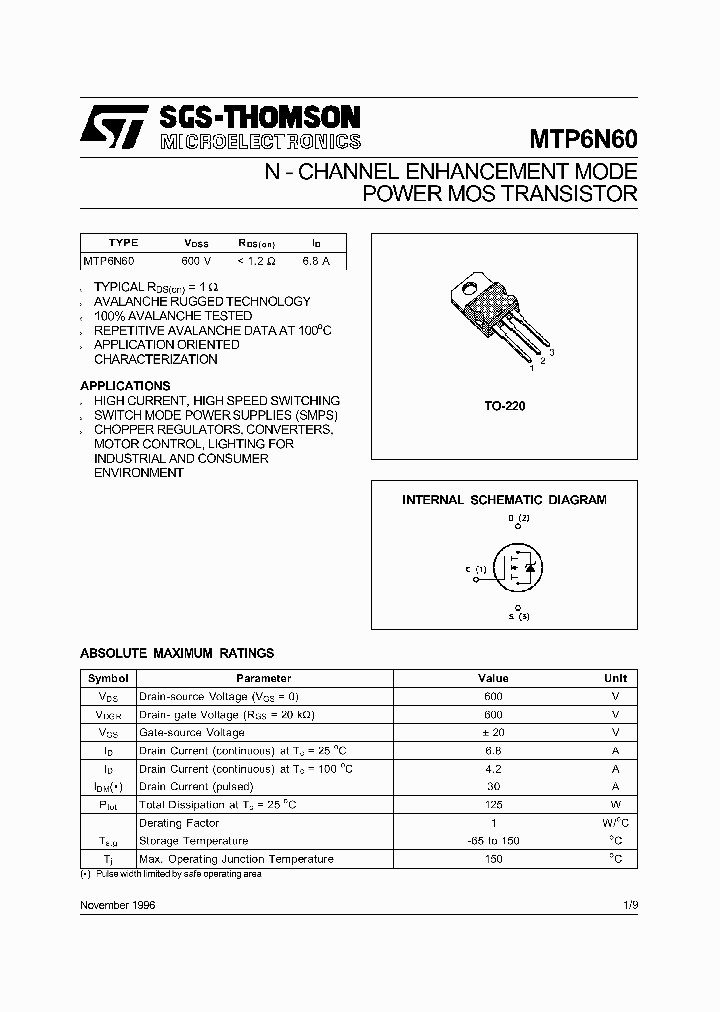 MTP6N60_65103.PDF Datasheet