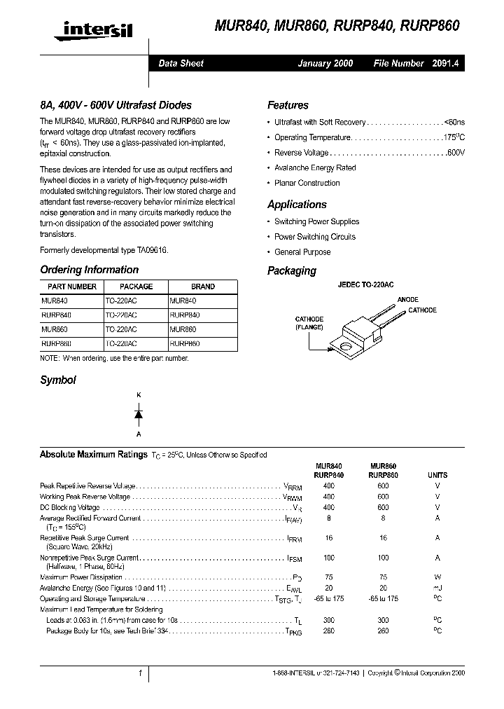 MUR860_185725.PDF Datasheet