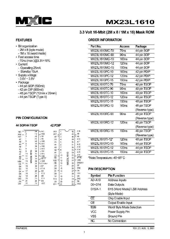 MX23L1610_168426.PDF Datasheet