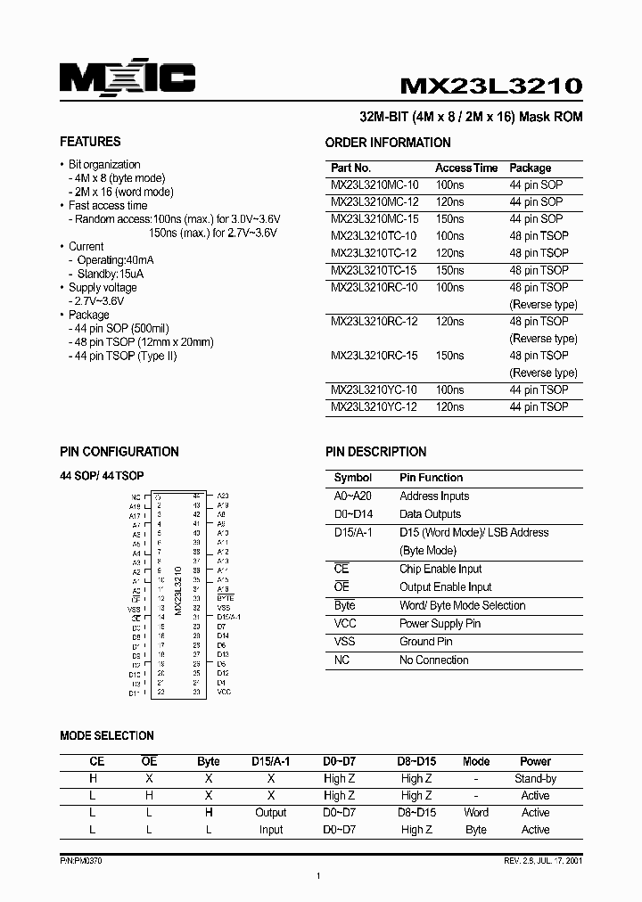 MX23L3210_170398.PDF Datasheet