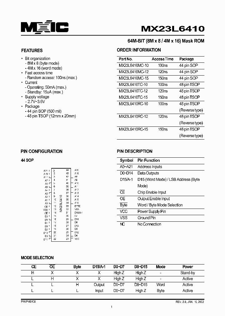MX23L6410_159121.PDF Datasheet
