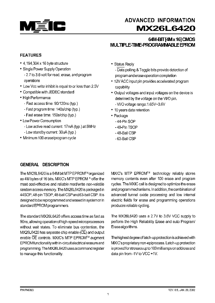 MX26L6420_171843.PDF Datasheet