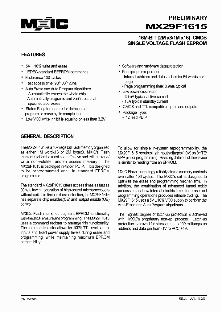 MX29F1615_33221.PDF Datasheet