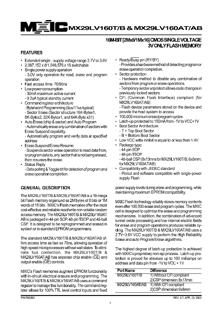 MX29LV160AT_160748.PDF Datasheet