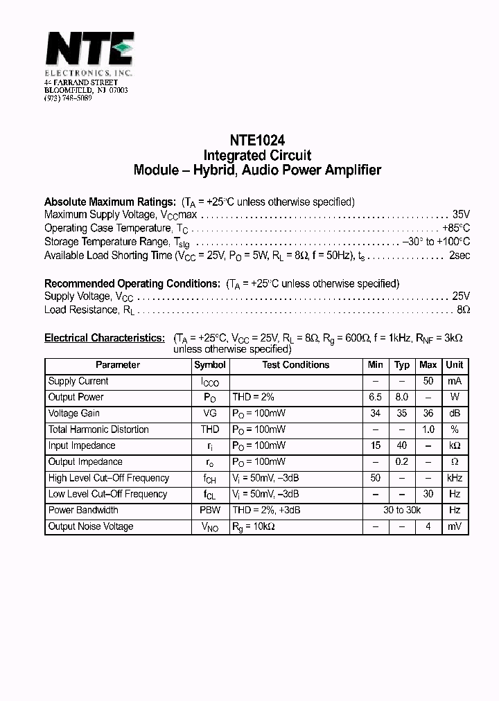 NTE1024_69612.PDF Datasheet