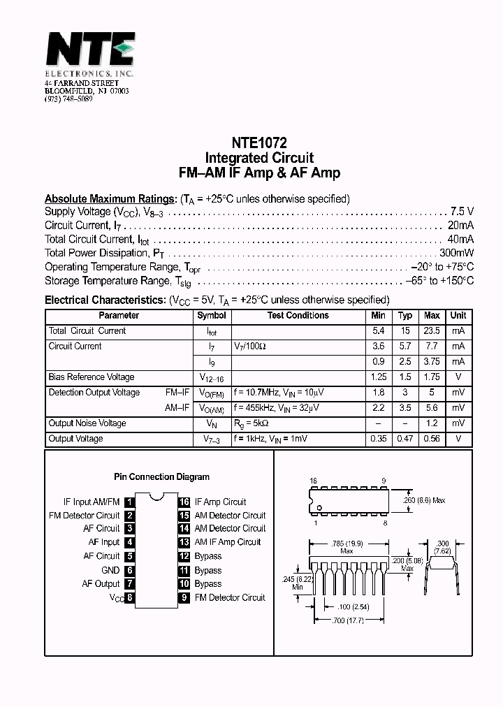 NTE1072_69628.PDF Datasheet