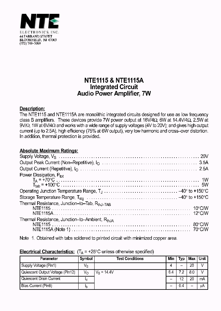 NTE1115_69675.PDF Datasheet